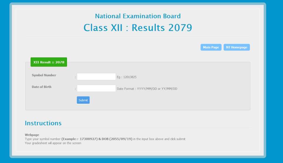 Check Grade 12 Result At : NEB Result 2079 neb.ntc.net.np