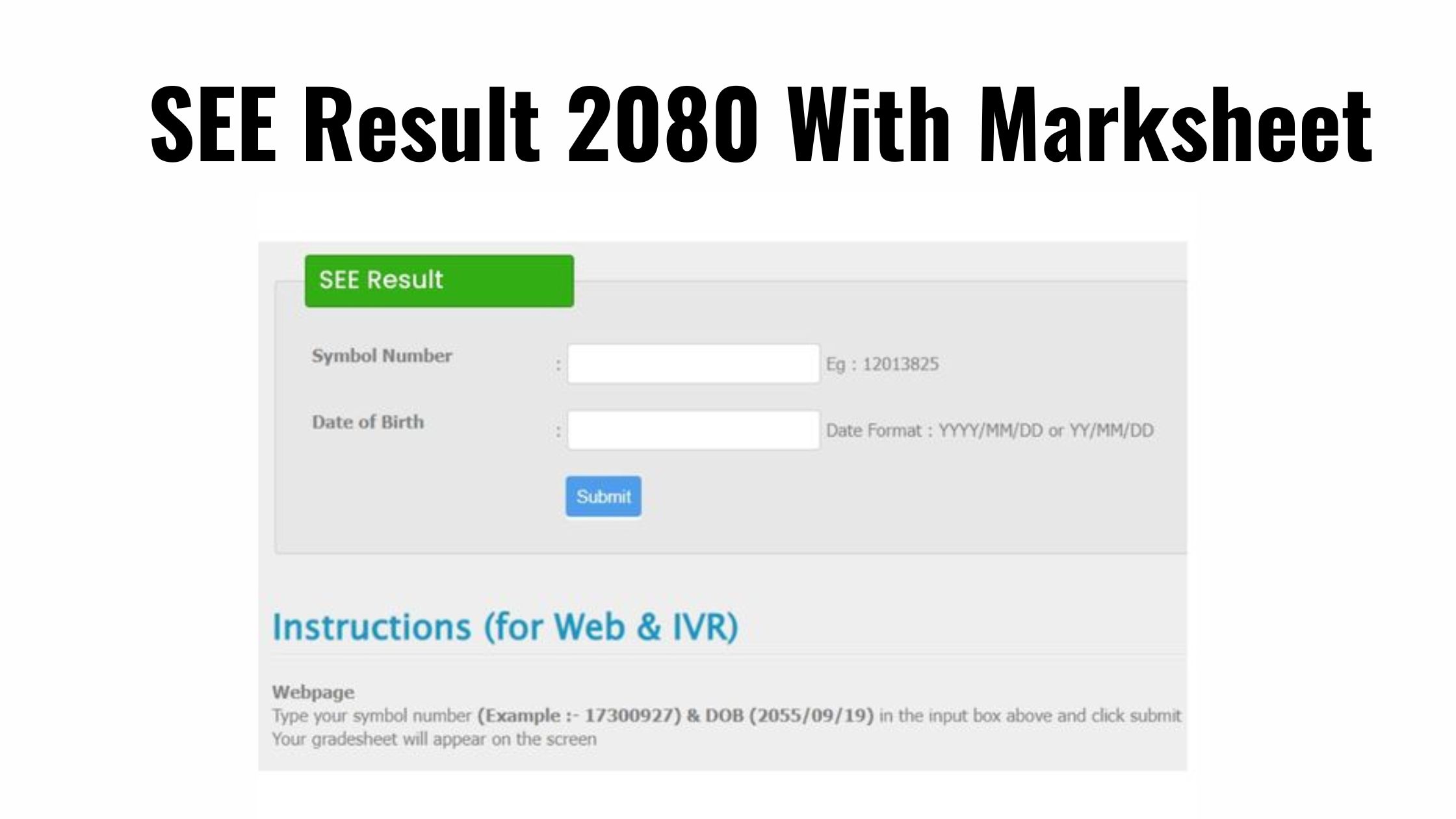 SEE Result 2080 10th Marksheet Check @ see.ntc.net.np